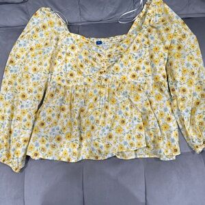Old Navy Yellow Floral Blouse